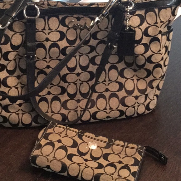 Black and silvery gray Coach ( authentic) tote - Picture 1 of 9